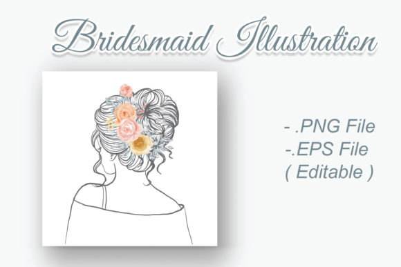 Bridesmaid Watercolor Illustrations for Crafts