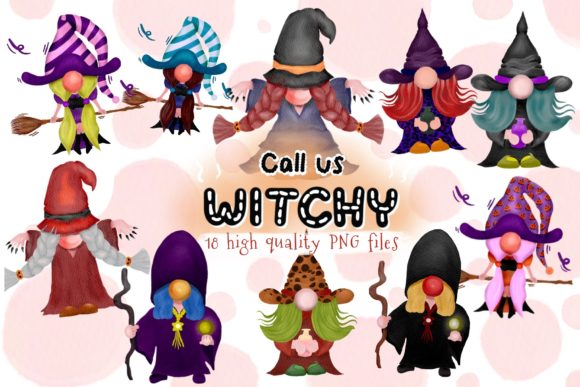 Halloween Witch Gnomes: Watercolor Illustrations