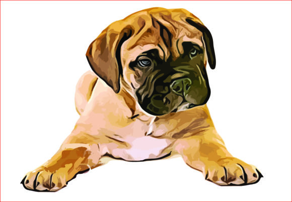 Mastiff Puppy Watercolor PNG: Sublimation & Illustrations