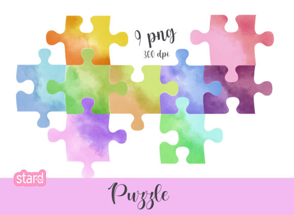 Puzzle Watercolor Clipart: Fresh Illustrations