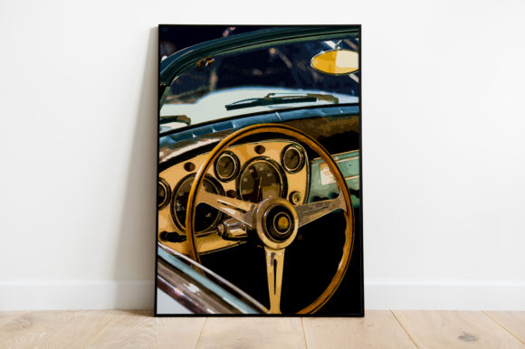 Retro Car Dashboard Poster Watercolor: A Designer's Review