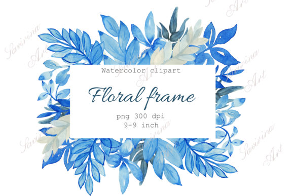 Review: Watercolor Blue Frame Delicate Twigs Png for Embroidery