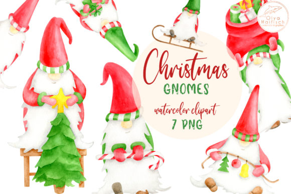 Review: Watercolor Christmas Gnomes PNG Clipart & Illustrations