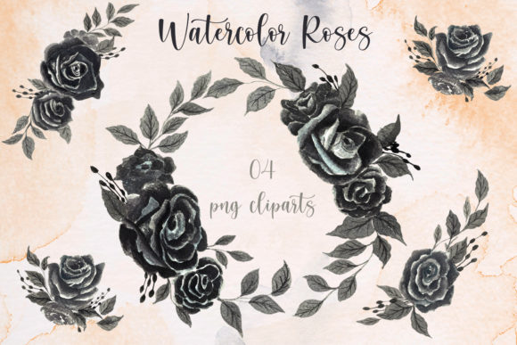 Rose Watercolor Flower Clip Art: Editorial Illustrations