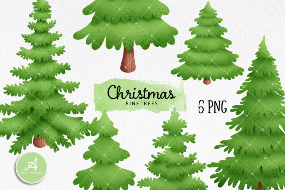 Watercolor Christmas Pine Trees: Festive Illustrations