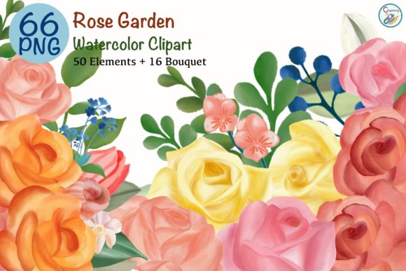 Watercolor Clipart Rose Garden: Illustrations for Branding