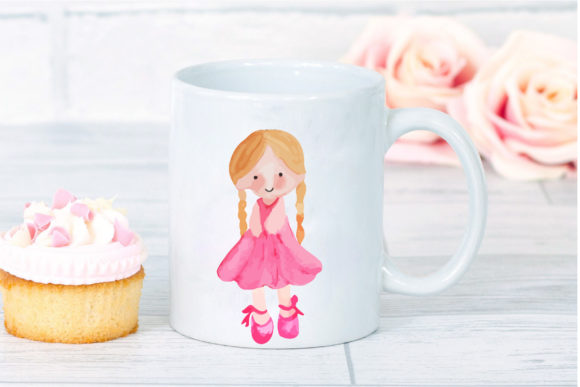 Watercolor Cute Girl Illustration for Crafting