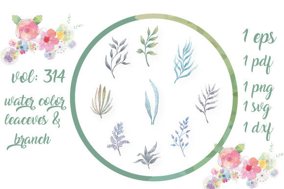 Watercolor Flower Leaf Branch Clipartset: Organic Illustrations