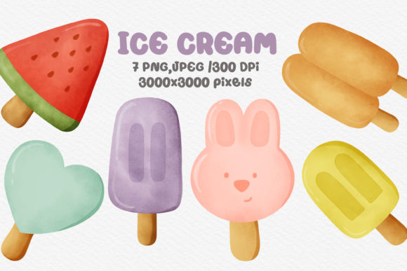 Watercolor Ice Cream Clipart: Sweet Illustrations