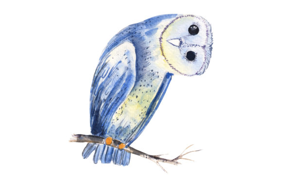 Watercolor Owl in Ultraviolet: Vibrant Illustrations