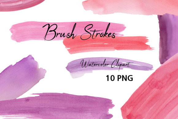 Watercolor Pink Brush Stroke Clipart for Illustrations