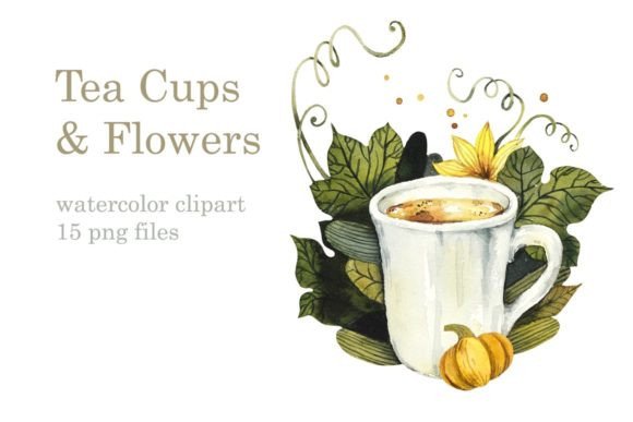 Watercolor Teacups Nature: Premium Illustrations for Blogs