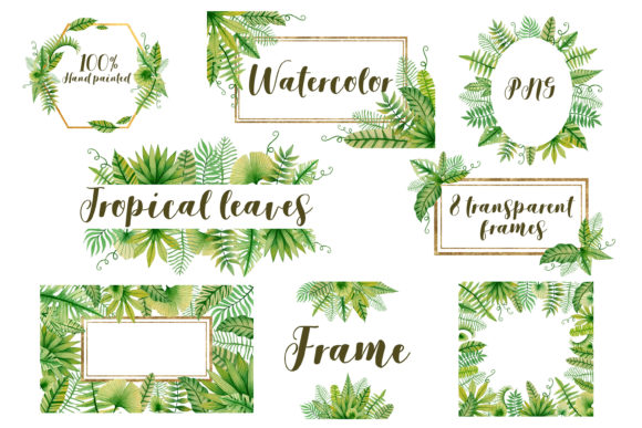 Watercolor Tropical Leaves Frames: Vibrant Illustrations