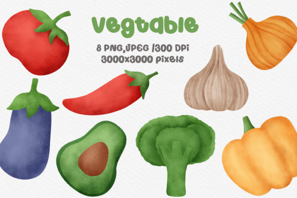 Watercolor Vegetables Clipart: Fresh Illustrations
