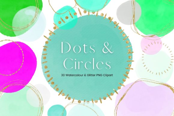 Watercolour and Gold Glitter Circle: Premium Illustrations