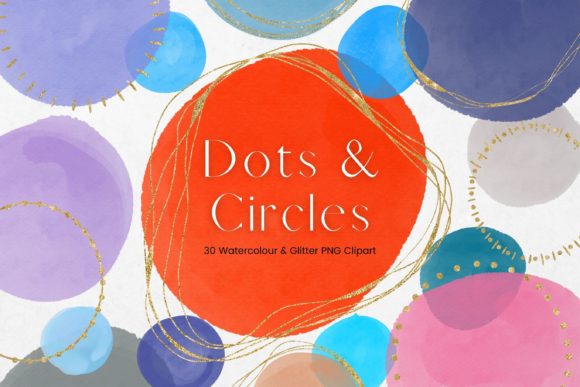 Watercolour and Gold Glitter Circles: Premium Illustrations
